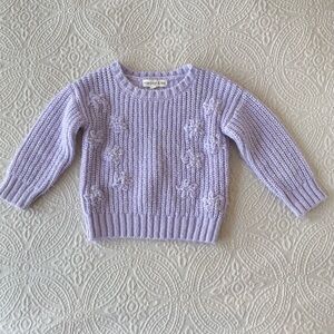 Margaux and Lexi lilac flower knit sweater